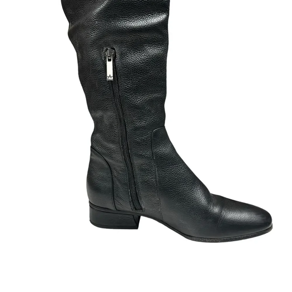Aquatalia Boots Womens 6.5 Black Over The Knee Leather Riding Equestrian